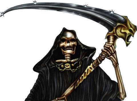 Grim reaper with scythe vinyl decals for truck tailgate